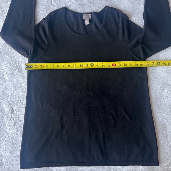 Chico's Black Lightweight Long Sleeve Sweater with Silver Buttons- Size 3(XL/16) - Picture 7 of 11